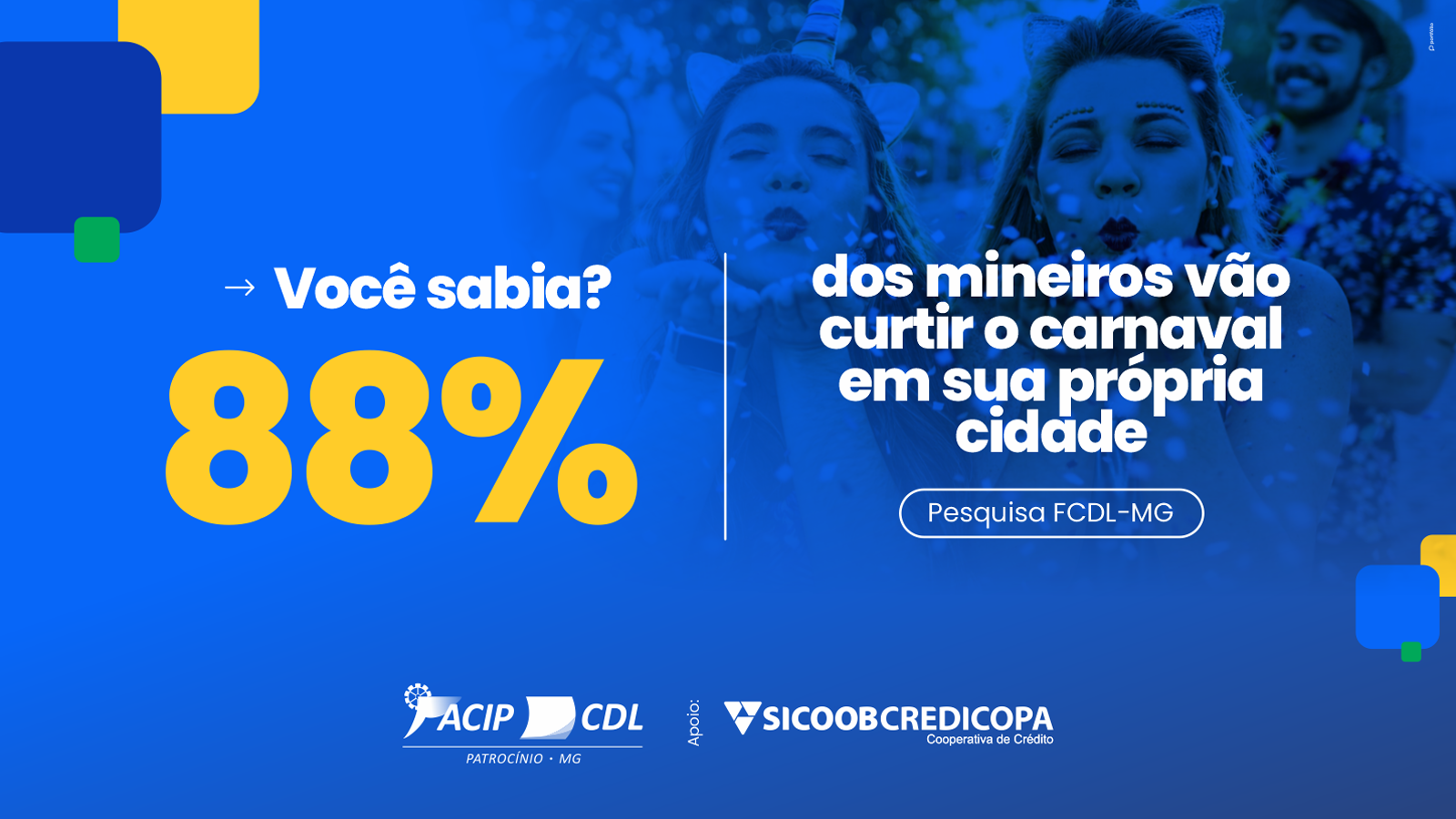 Uma pesquisa da FCDL-MG revela que 88% dos mineiros pretendem curtir o Carnaval de 2026 na própria cidade